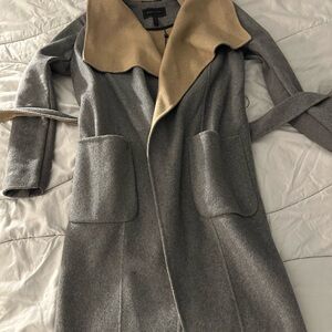 BCBGMaxAzria Gray and Tan Trench Coat
